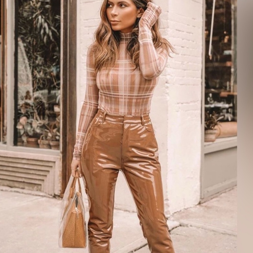 House of CB Haridan Brown Vinyl Pants